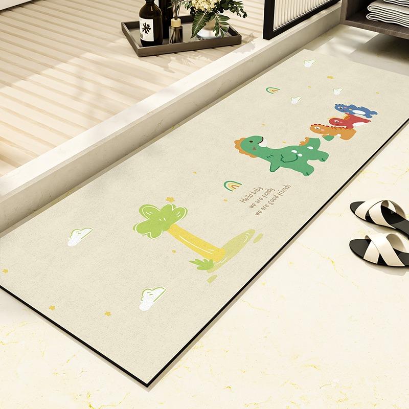 Bathroom Carpet Non-slip Water Absorption Dirt Resistant Floor Mat Cute Panda Black Rug Long Strip Home Decoration Foot Mats