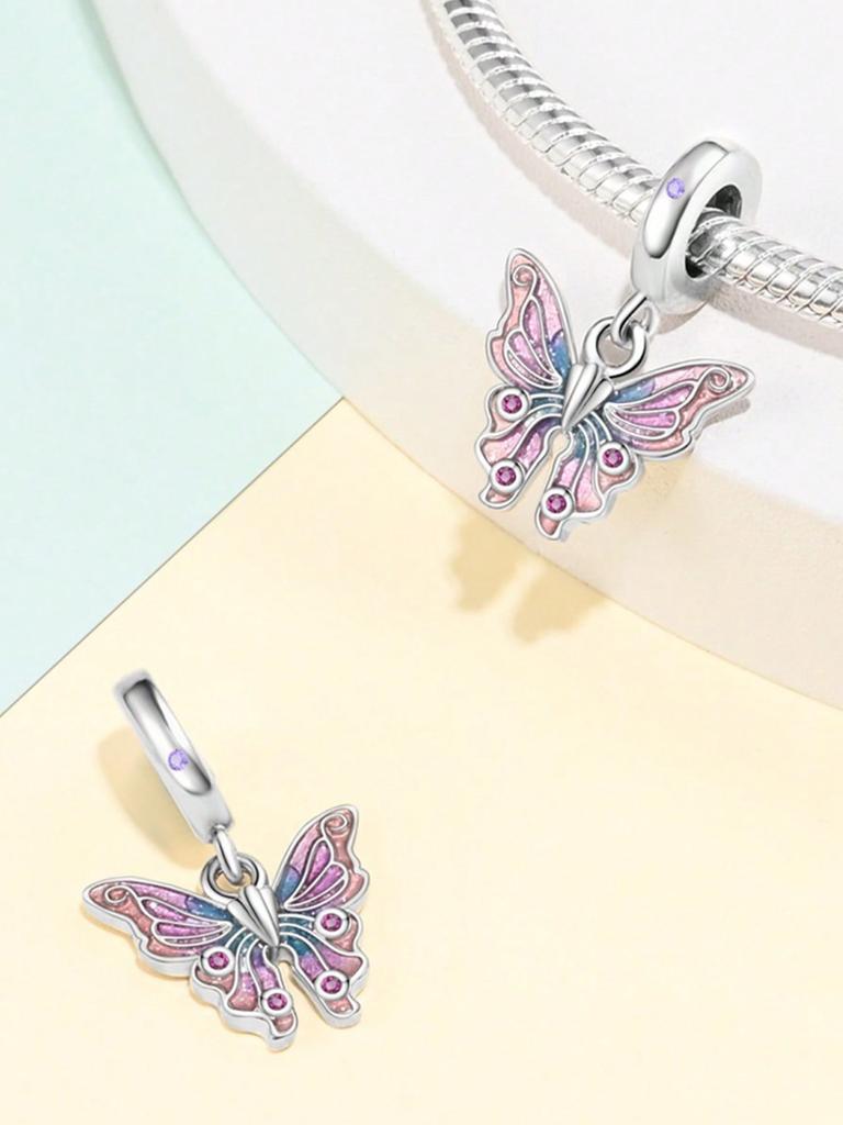 Charms Plata Colorful Butterflies Beads Charm Copper Plated Fit Charms Copperoriginal Bracelet For Jewelry Making Diy Charm