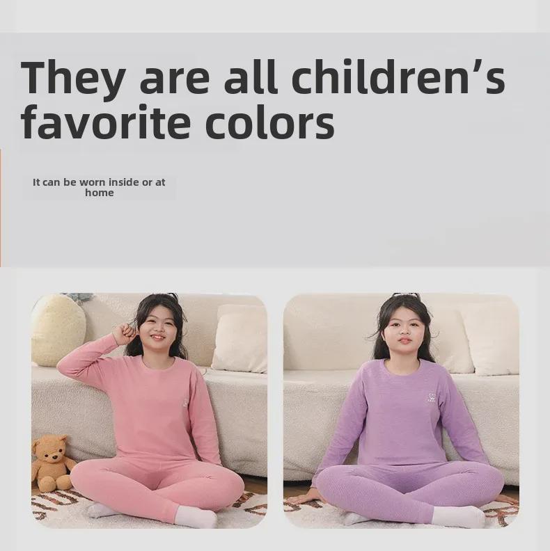 Plus Size Kids' Wool Silk Fall & Winter Underwear Set: Warm Shirts & Trousers for Teens
