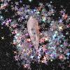 Holographic Star Shaped Nail Patch Laser Silver Four Corner Star Nail Glitter Laser Flash Shiny Film Nail Decoration