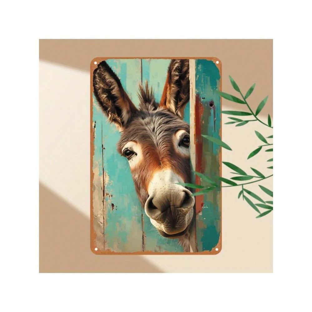Vintage Donkey Metal Wall Art Retro Tin Sign Cafe Decor