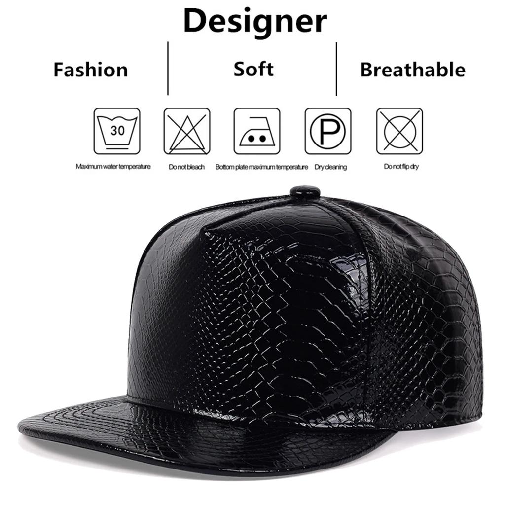 Unisex Python Pattern Leather Hip-Hop Hats Spring Autumn Outdoor Adjustable Casual Baseball Caps Sunscreen Hat