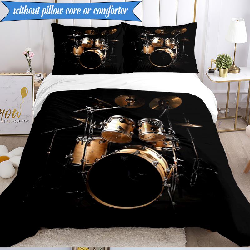 3-teiliges Trommelset Bettwäsche-Set, inklusive 1 Bettbezug und 2 Kissenbezügen. Perfekt für Schlafzimmer, Wohnheim, Weihnachtsgeschenk für Fans
