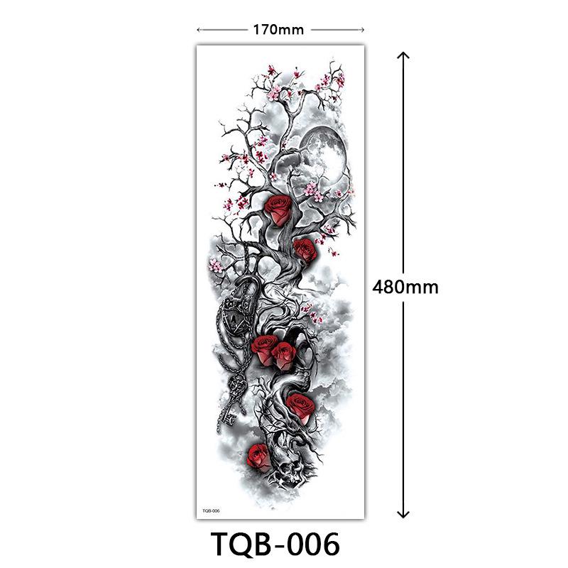 Full Arm Flower Tattoo Stickers - Large Image Design