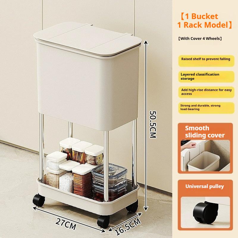White Concise Design Durability Plastic Waste Container with Look Feet Wheel Perfect Household Cleanliness Various Indoor Space