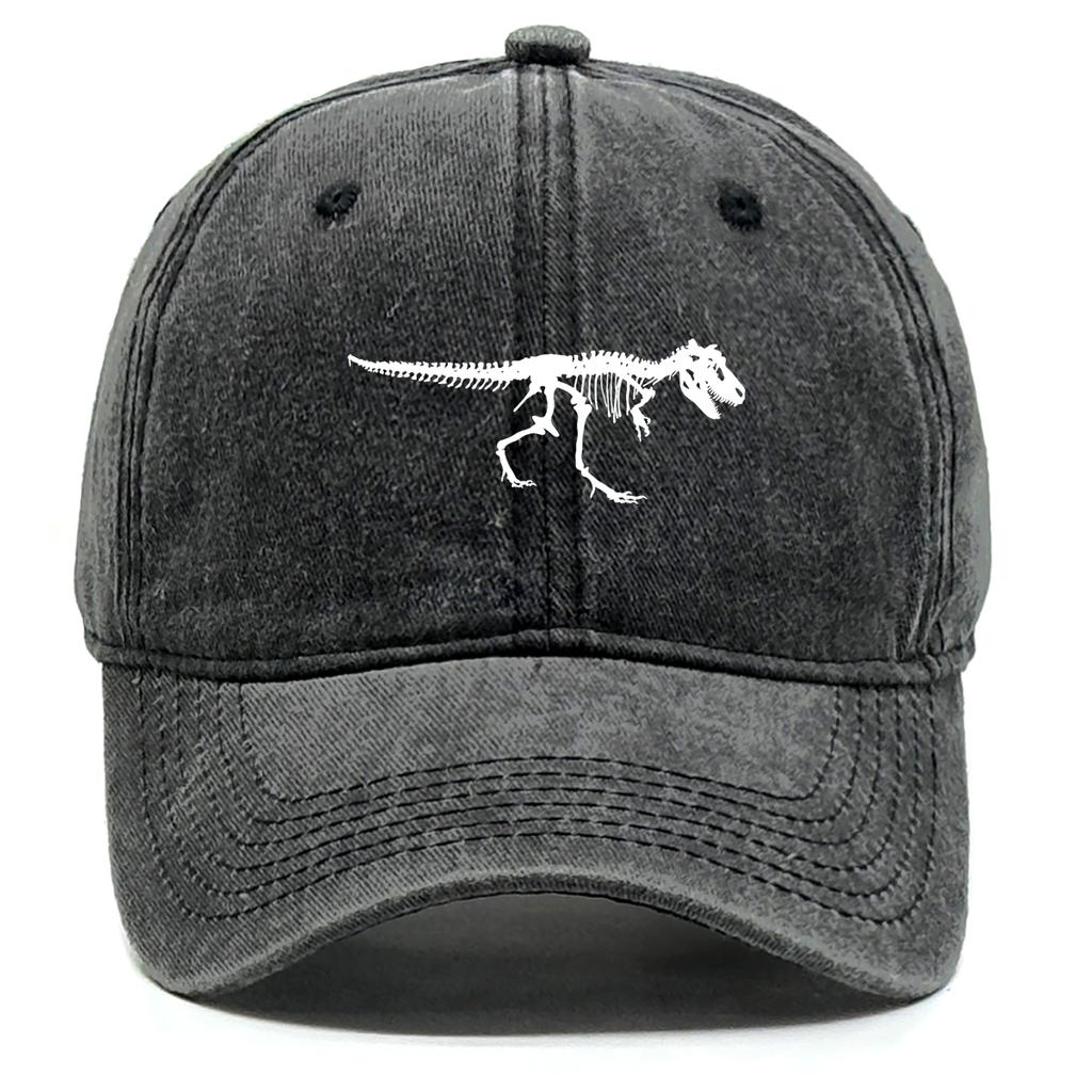 Skeleton Dinosaur Print Baseball Cap Adjustable Snapback Sun Cap Animal Sports Hat Retro Protective Hat For Unisex Women