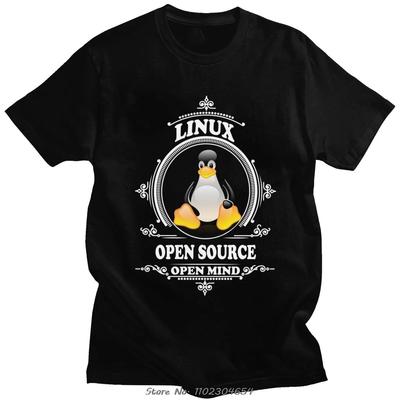 Funny Linux Shirt Open Source Open Mind Tshirt Unisex Short Sleeve Penguin Developer Programmer Ccoder T-Shirts 100% Cotton Tee Top