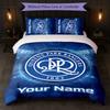 Queens Park Rangers FC Set Biancheria da Letto con Testo Nome Personalizzato 1 Copripiumino+2 Federe Logo Calcio Regalo Personalizzato per Occasione Speciale Decorazione Camera da Letto