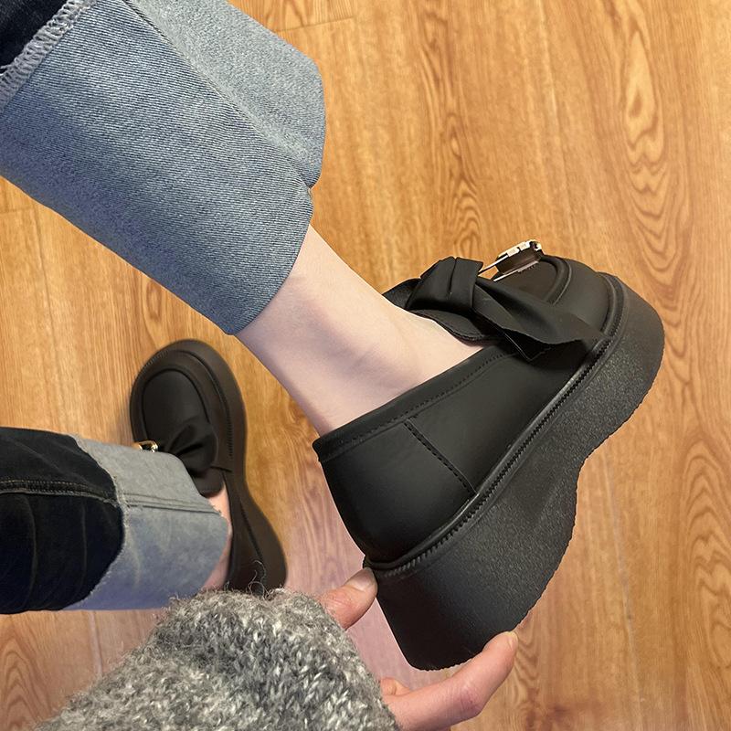 New British style small leather shoes women's spring and autumn versatile jk uniform nurse muffin platform Mary Jane single shoes