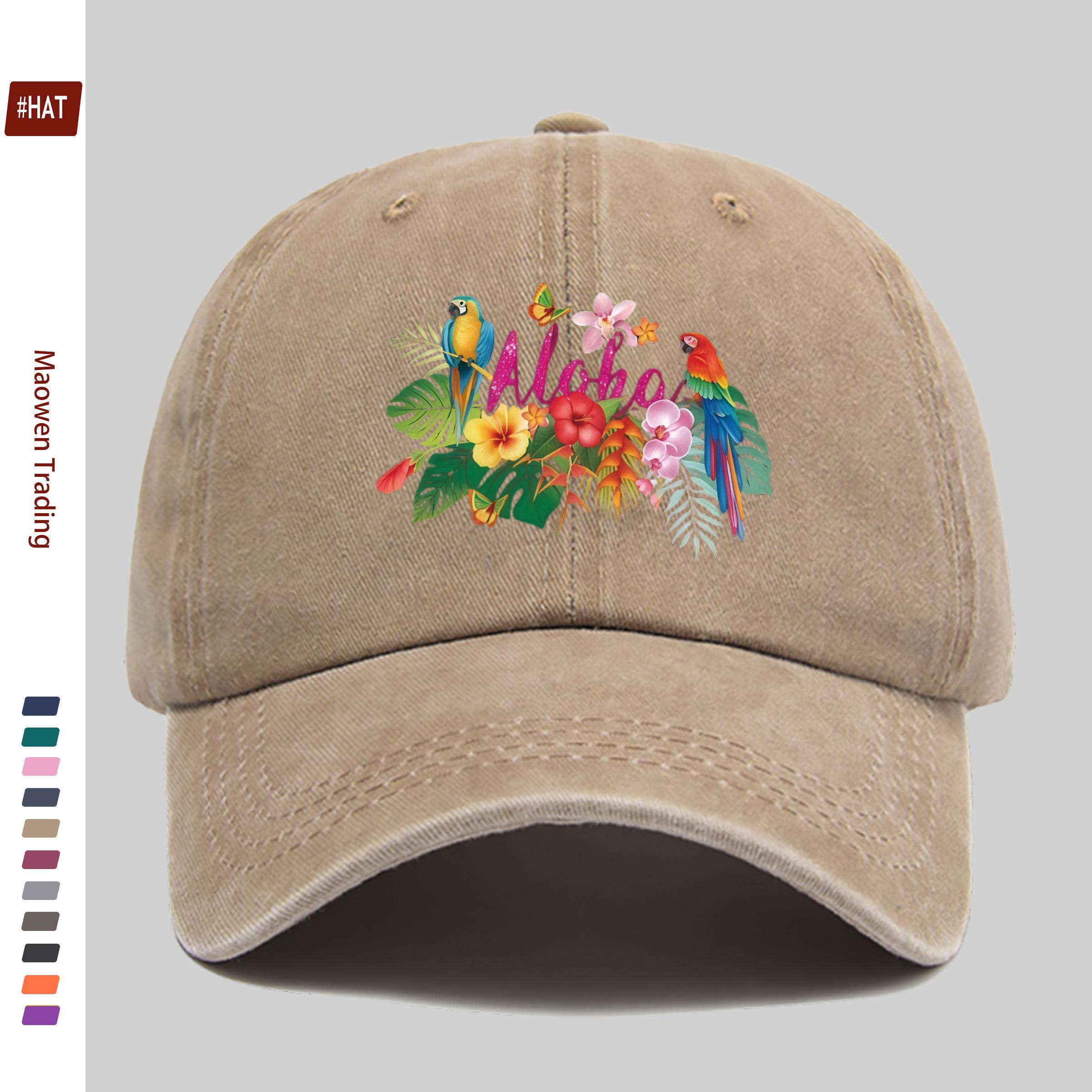 pc Hawaiian Tropical Aloha Parrot Floral Print Baseball Cap Travel Joyful Pet Element Print Design Sun Hat Comfortable Lightwei 1pc
