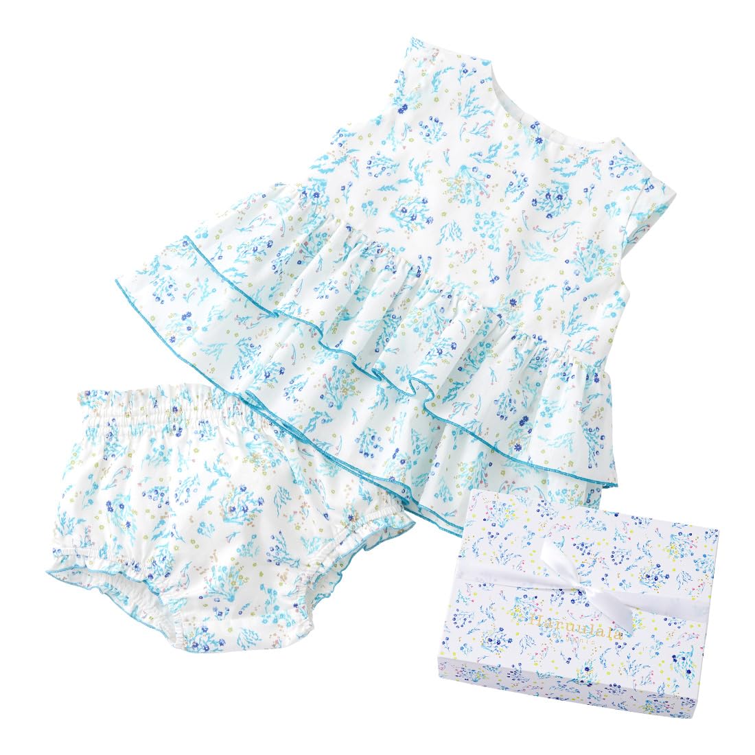 

Haruulala tunic bloomer birth baby baby age bloomers gift [Haruulala organic] + set, gift, gift, girl, 0-70cm (tunic + + box) (Hikarie)