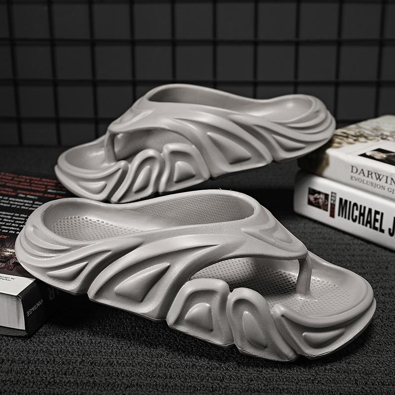 Men Summer Non-slip Flip Flops Outside Beach Slippers Flat Shoes Outdoor Slides Non-Slip Home Ashion Sandals Hollow Breathable