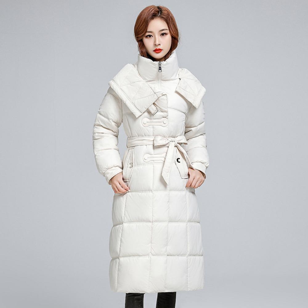 

Длинная хлопковая одежда женская зимняя выше колена хлопковые куртки свободного большого размера в зарубежном стиле модные куртки хлопковая одежда 4XL покинуть белый
