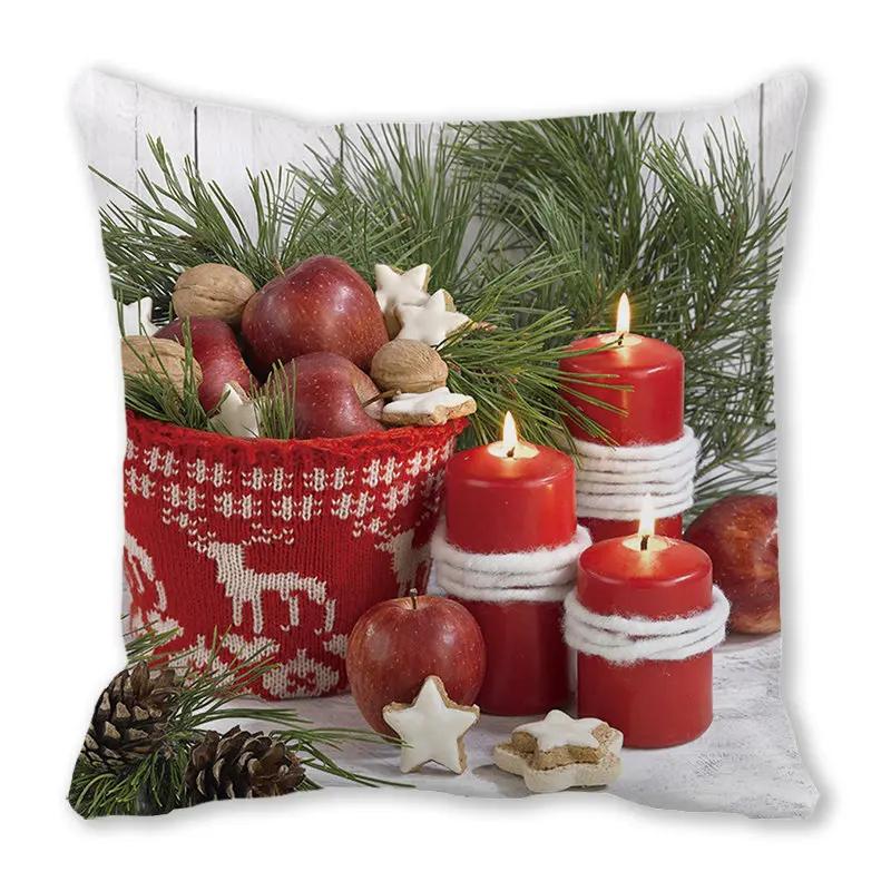 Weihnachtsbaum Neujahr Weihnachtskugel Kerze Weihnachten Ornament Kissenbezug Schlafzimmer Sofa Esszimmer Sitz Überwurf Kissenbezug