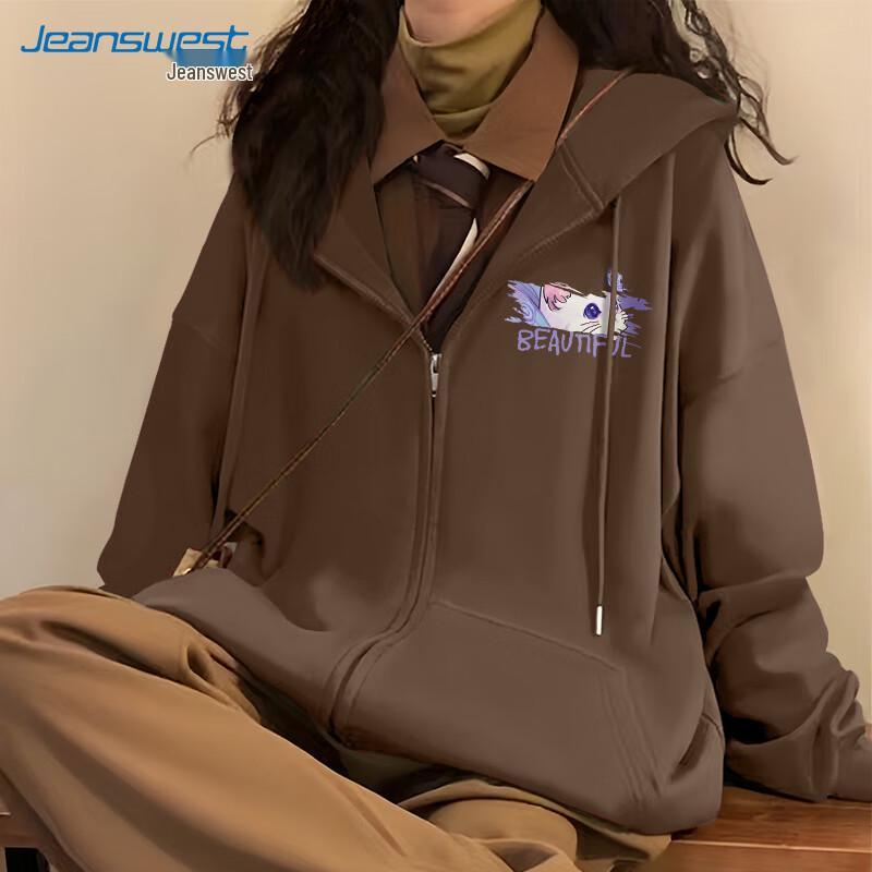 JEANSWEST Women's Butterfly Cat Print Oversized Hooded Sweatshirt