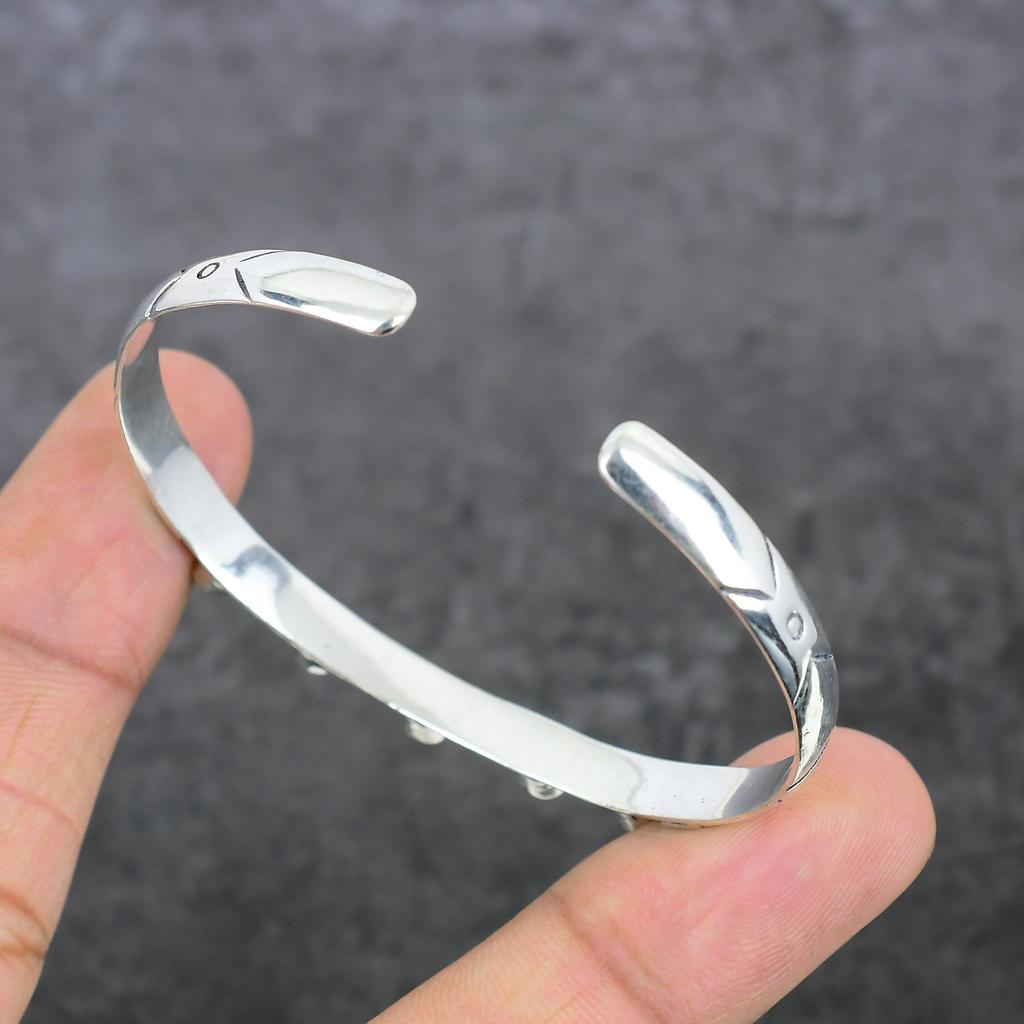 Santa Rosa Turquoise Gemstone 925 Sterling Silver Cuff Bangle Adjustable