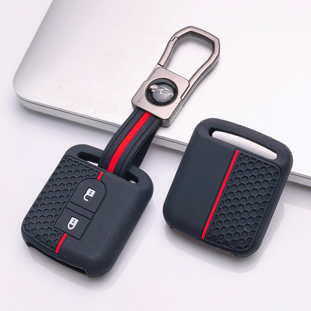 Key Fob Cover for Nissan Qashqai Micra Tiida Sunny Livina Sylphy with Keychain Anti-Scratch Surface Shockproof Structure Soft Grip Texture