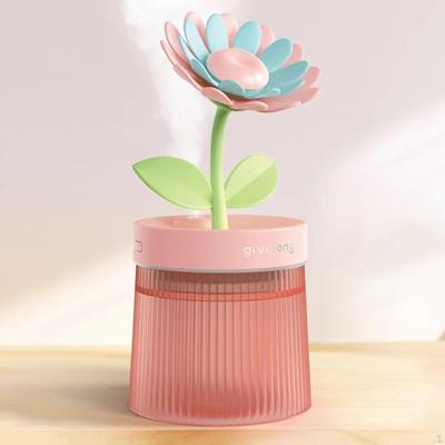 Kompaktní USB zvlhčovač vzduchu Květinový design 260 ml Noční světlo Aroma difuzér pro stůl