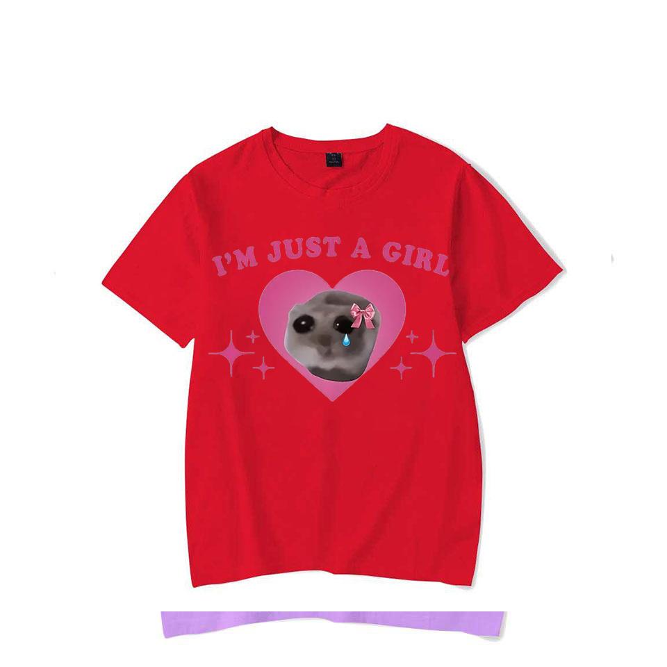 

Грустный хомяк Мем Я просто девушка Футболки Мужская/Женская одежда Harajuku Эстетическая футболка Винтаж Унисекс Уличная одежда Хлопковые топы S