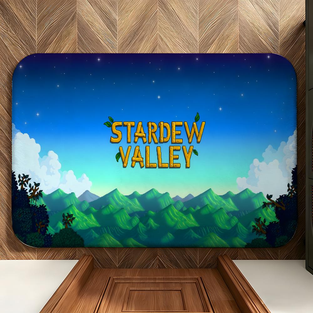 Game S-Stardew V-Valley Floor Mat Soft Flannel Entrance Door Mat Non Slip Absorbent Bathroom Bedroom Floor Rug