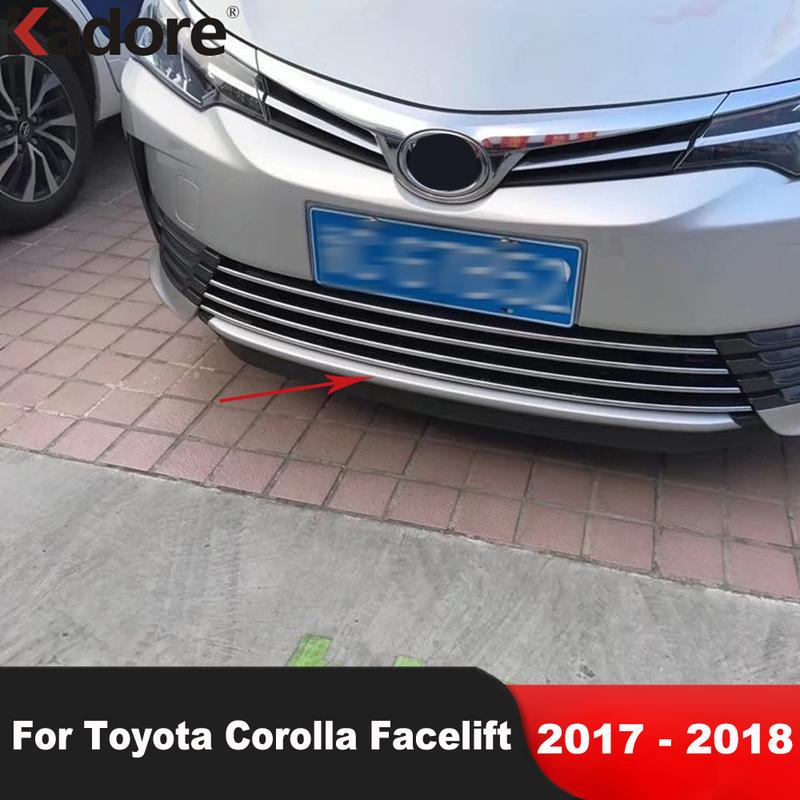 For Toyota Corolla 2017 2018 Facelift Chrome Front Bottom Bumper Cover Trim Lower Grille Lip Molding Garnish Strip Accessories