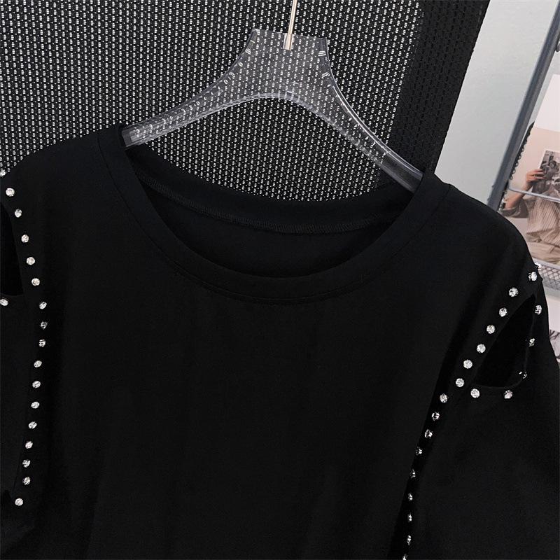 Women's Plus Size Slimming Loose Mid-Length Short-Sleeve T-Shirt (Sizes 200/300/350 Jin)