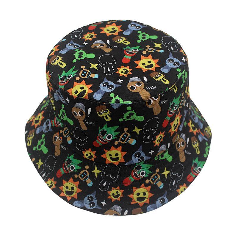 Rhythm Box Theme Sprunki Game Peripheral Printed Children's Fisherman Hat Rhythm Box Sun Hat