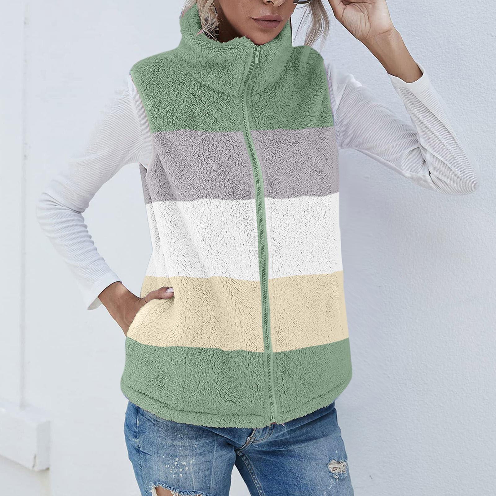 

Женское модное однотонное свободное плюшевое пальто без рукавов на молнии S