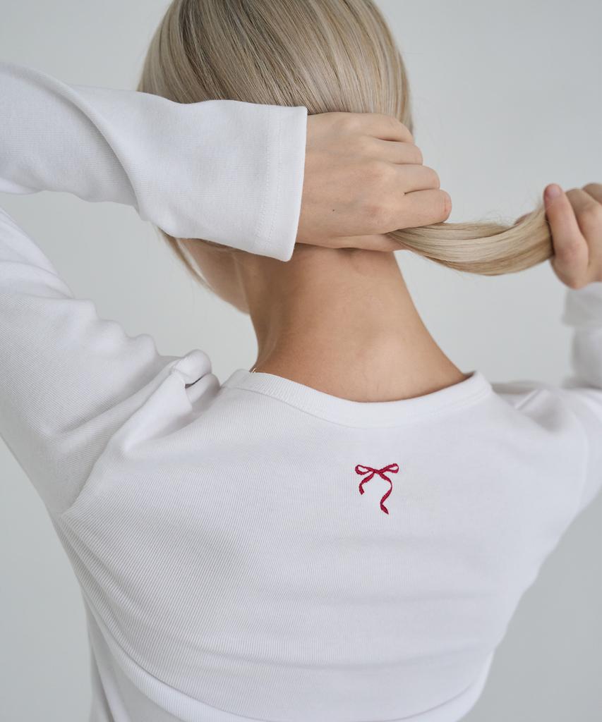 5OML Slim Back Ribbon Long Sleeve (White)