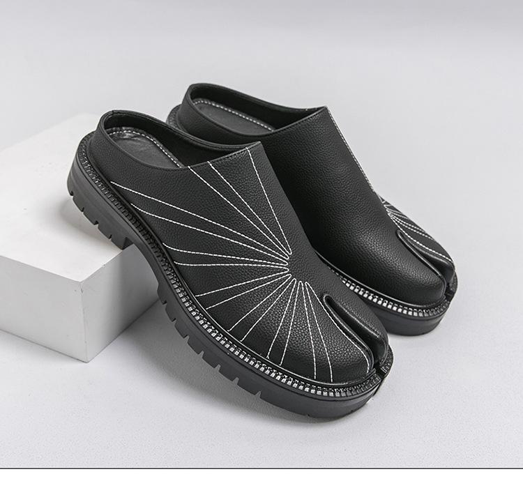 Herren-Loafer im japanischen Stil mit geteilter Zehe, zum Hineinschlüpfen, aus Leder - Lässige Halbschuhe