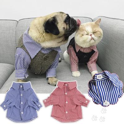 Pet Striped Shirt Clothing Blue Red Medium And Small Dogs And Cats