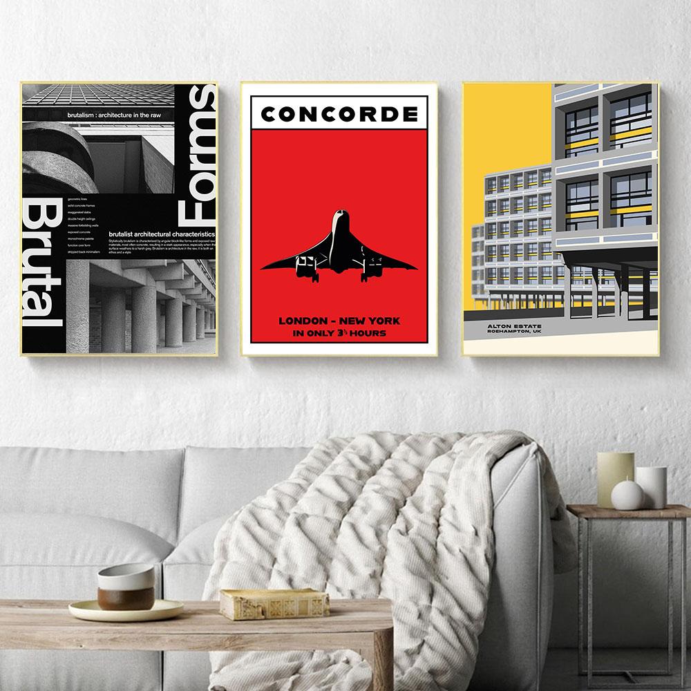 Poster Mostra Architettura Bauhaus Dessau Brutalismo Arte da Parete Immagine Pittura su Tela Poster e Stampe per Stanza Decorazione Casa