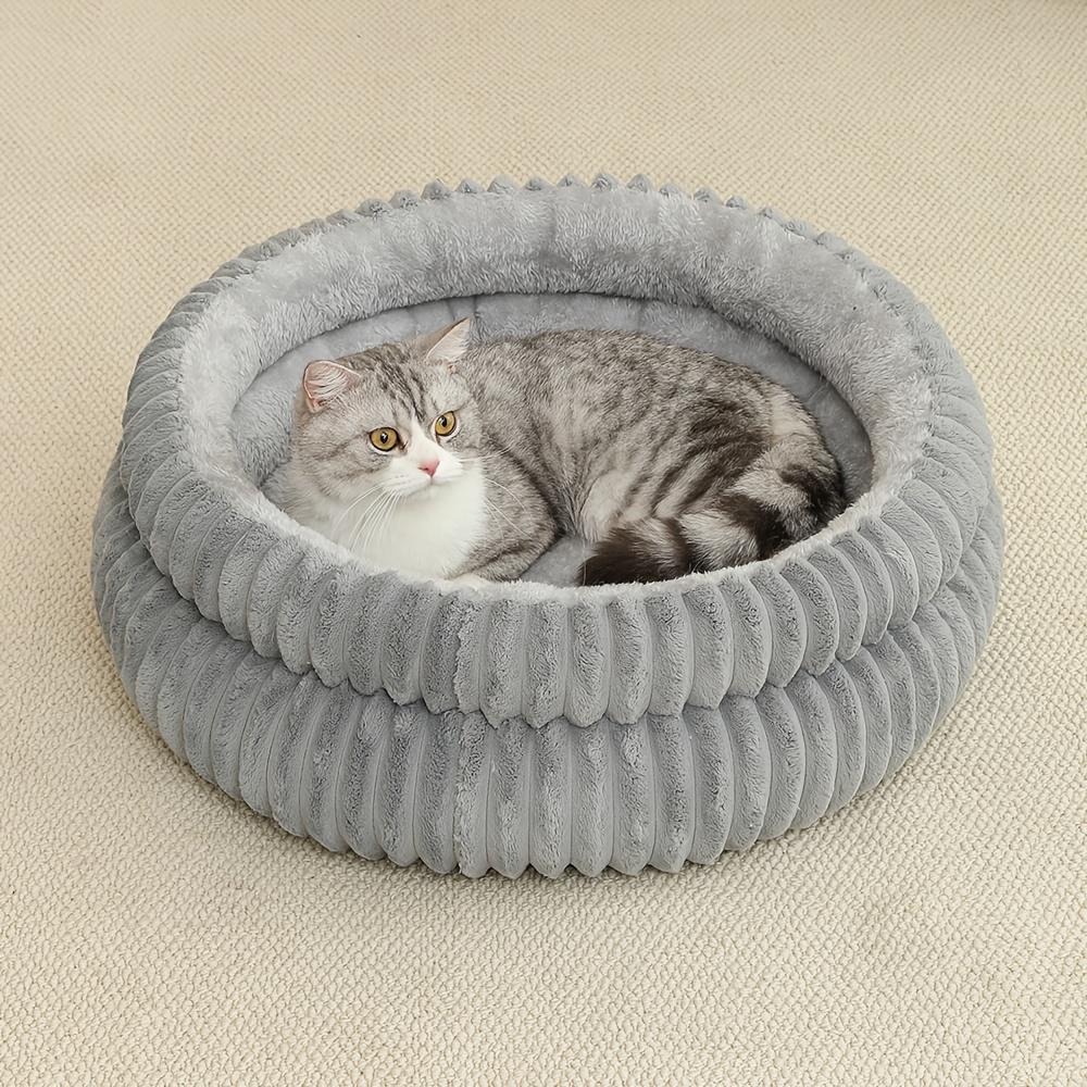 Round Cute Cat Bed for Large Dog Bed Pet Basket Cozy Cat House Super Soft Pet Bed Plush Dog House For Medium Warm Sleep Kitten