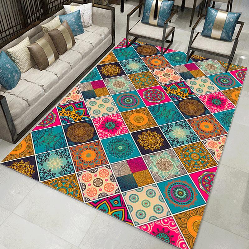 Ethnic Style Bedroom Carpet European Bohemian Living Room Sofa Carpet Large Area Washable