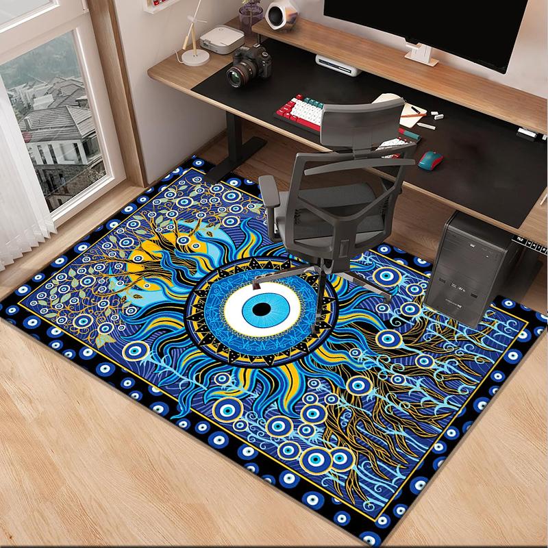The Turkish Evil Eye Office Rug Chair Mat, Entryway Carpet, Suitable for Front Door, Bedroom, Living Room, Desk, Holiday Gift
