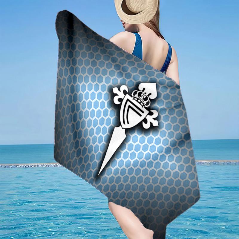 1 Stück Celta Vigo Wappen Leuchtendes Strandtuch - Weiche, Saugfähige Mikrofaser, Leicht, Ideal für den Strand, Partys, Reisen, Camping Fan-Geschenke