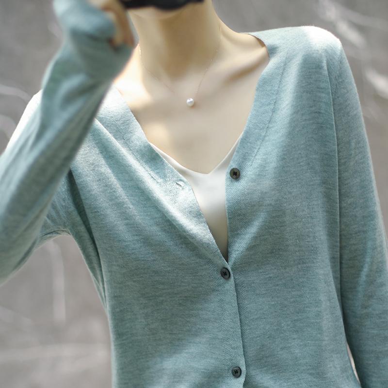 Pulover de lână de damă Qinghe cașmir 50% mătase 50% lână cardigan de lână toamnă și iarnă moale și calduroasă