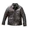Spring and Autumn Japanese Vintage Division Brakeman Tea Core Horse Leather Jacket Men's Lapel Casual Tea Core Black Leather Jacket
