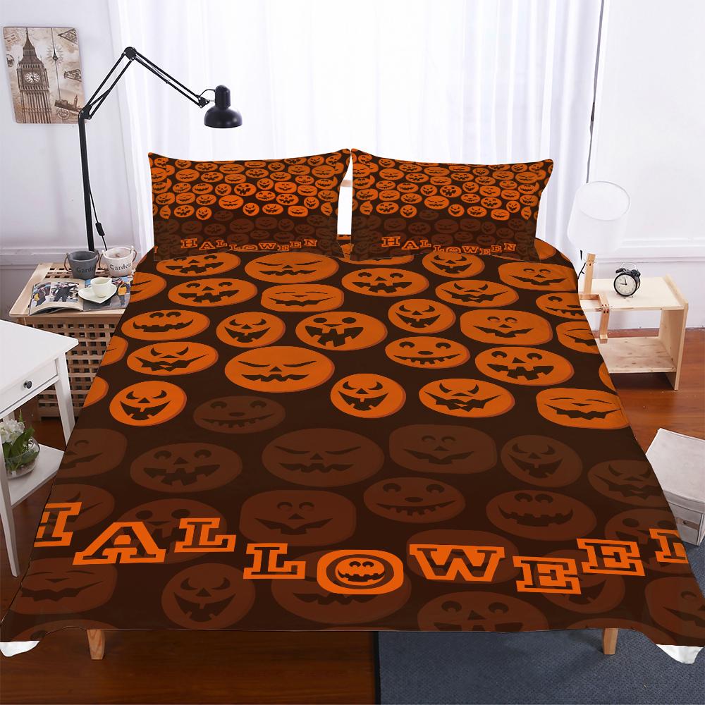 Happy Halloween Double Bedding Set Terror Duvet Cover Set Halloween Skull Europe Size Style Cartoon Bed Set Cover Bed Winter B6