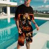 Men T-shirt Sets Rapper Anuel AA 3D Print Fashion Tracksuit T Shirts Shorts 2 Pieces Male Streetwear Oversized Suits Sportswear
