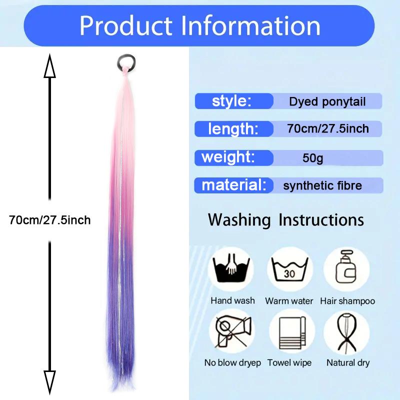 Long Straight Dyed Golden Ponytail Wig Synthetic Ponytail Wig Female Wig Shiny Heat-resistant Easy To Wear Party Use