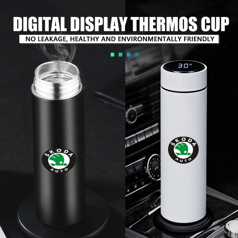 AAAJG1 For Skoda Smart Thermo Mug Filter Coffee Drink Flask Temperature Display Cup Kamiq MK3 Roomster Rapid Kodiaq Karoq Fabia Enyaq