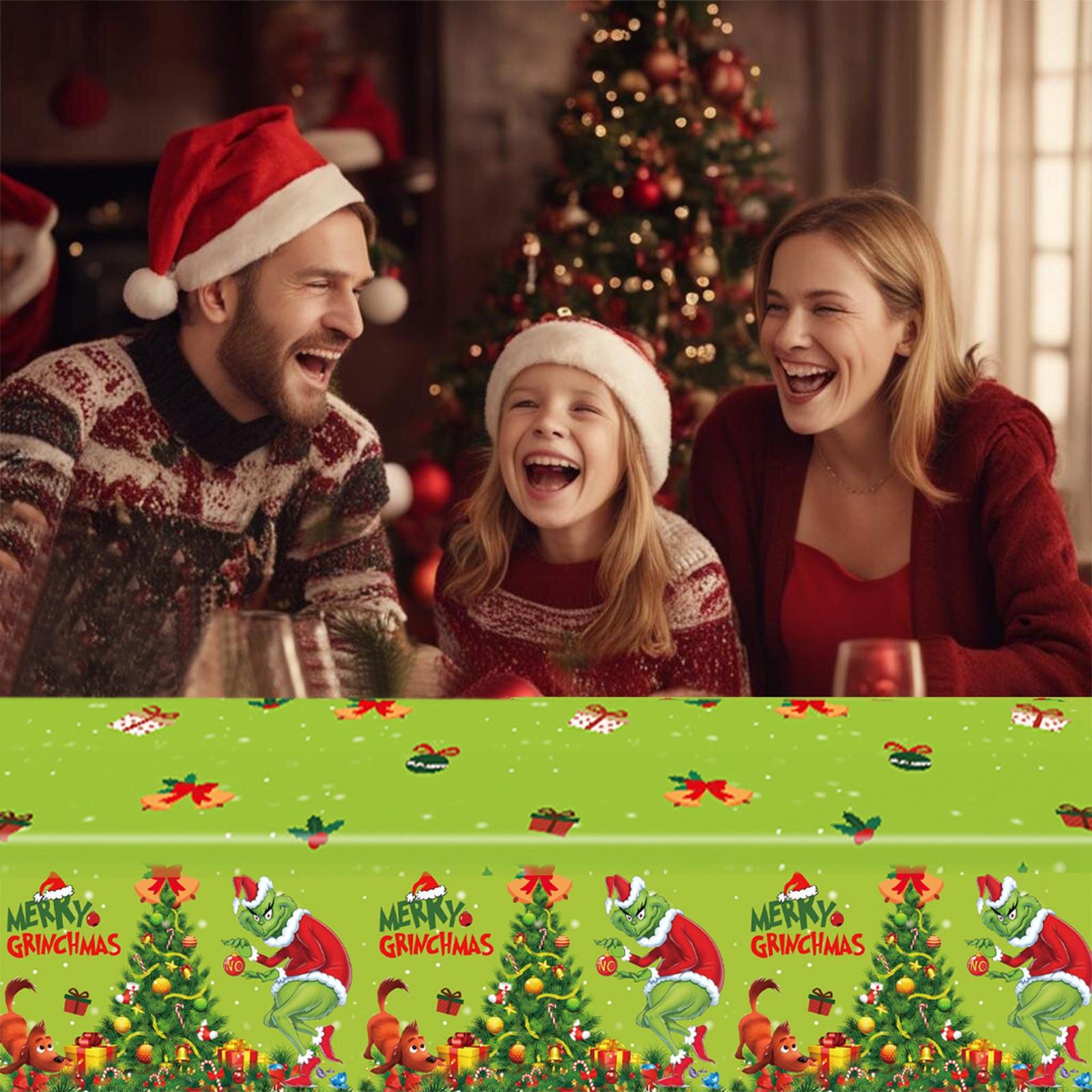 

Скатерть с принтом для рождественской вечеринки, одноразовые принадлежности для дня рождения и рождественской вечеринки One Size зелёный