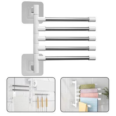 Bathroom Towel Rack Rotatable Towel Holder 2/3/4/5-Bar Towel Hanger Kitchen Shelf Paper Hanging Wall Mounted