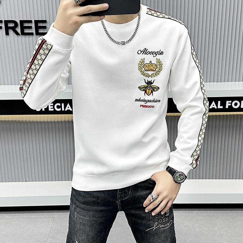 

2023 Men s Trendy European Bee Embroidery Sweatshirt - Spring/Autumn Long Sleeve XL