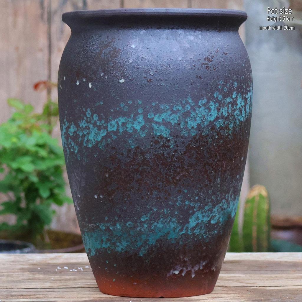 Handmade Large Ceramic Pot for Succulents & Orchids - Breathable, Coarse Pottery Bonsai Planter