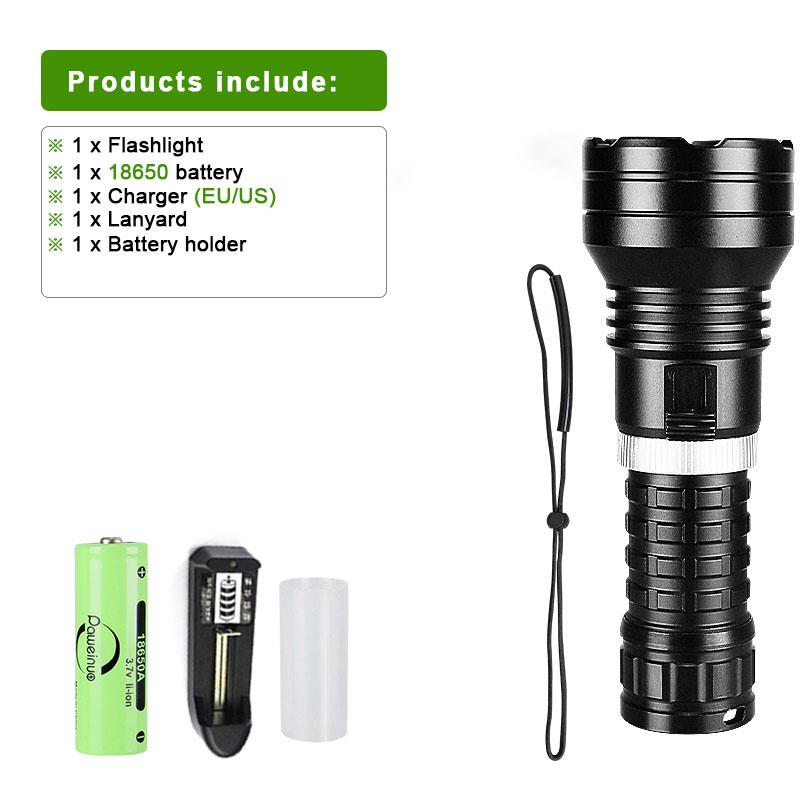 Lanterna de mergulho profissional XHP120, potente lanterna LED de mergulho com alto lúmen de 200.000 lm, lanterna de mergulho com lâmpada anfíbia