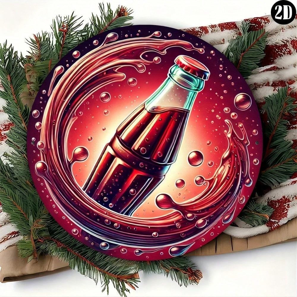 Vintage Cola Metal Tin Sign Wall Art 8x8 Inch Round Durable Iron Decor for Home Bar Cafe Indoor Outdoor Gift Garden Yard