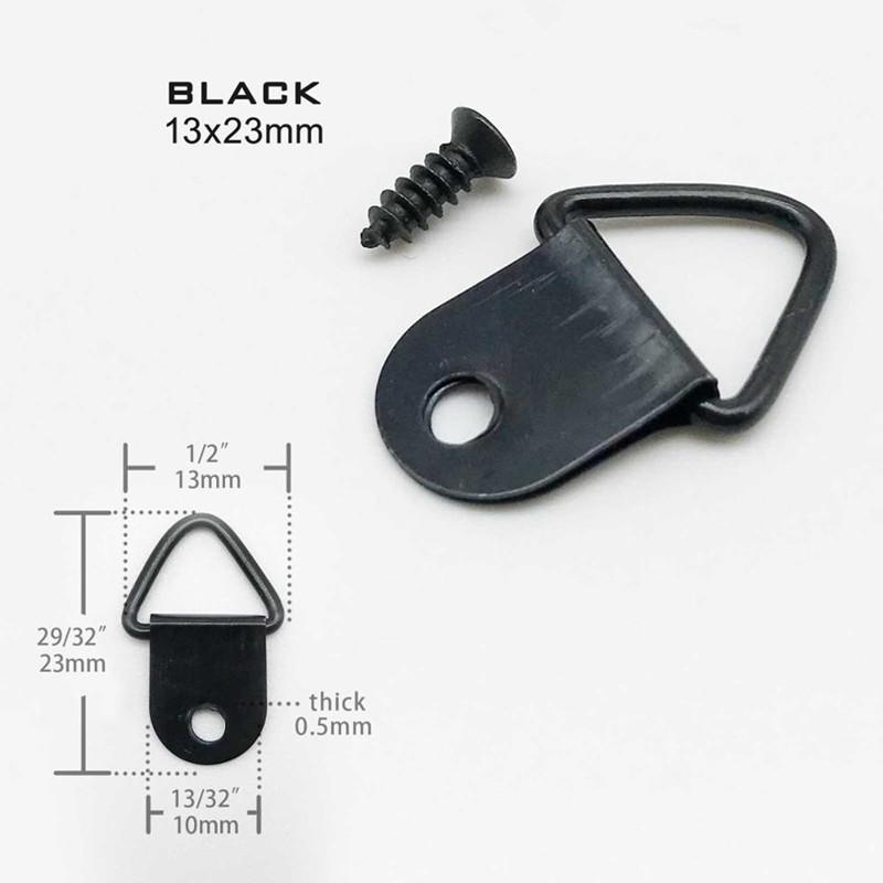Golden Silver Black Triangle D-Ring Hanging Oil Painting Mirror Picture Frame Hanger Art Work Photo Wall Hook with Screws