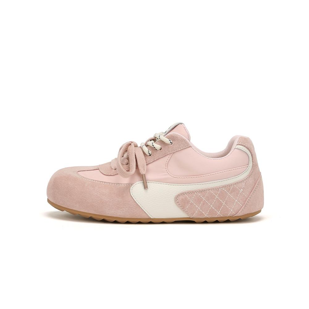 Cowhide version~ Su Yinyin has the same big-headed little cute mandarin duck shoelaces to increase the height, casual moral training shoes, women's Fo